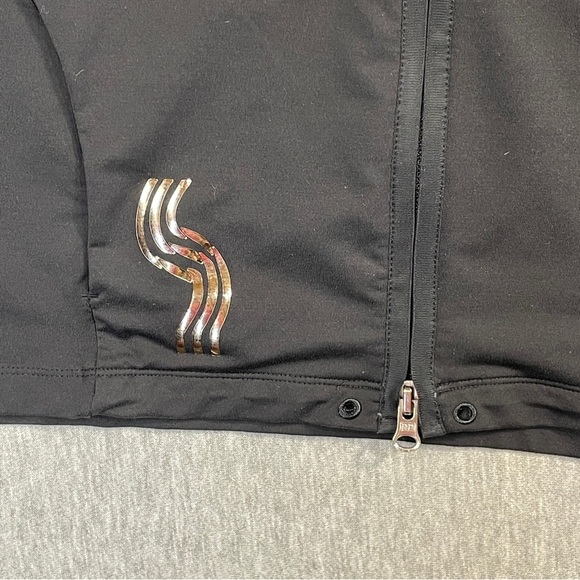 Adidas Golf Shirt Jacket Women’s Large Black Clima365 Gold Logo - Picture 3 of 12